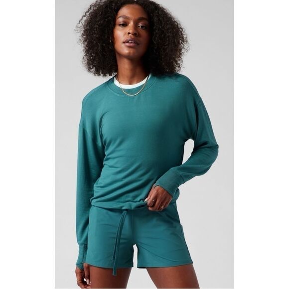 Athleta Marina Crew Neck Sweatshirt Borealis Green - Picture 1 of 10